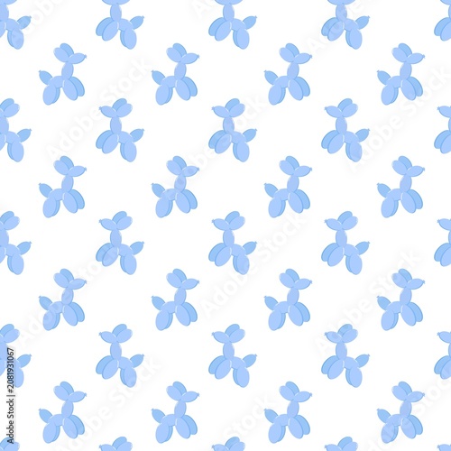 Seamless diagonal pattern of light blue balloon dog shapes on white background, playful decorative design for wallpapers, textiles
