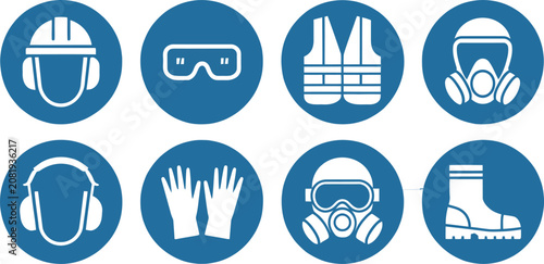 Photos Mandatory Sign vector illustration featuring protective workwear icons safety eq