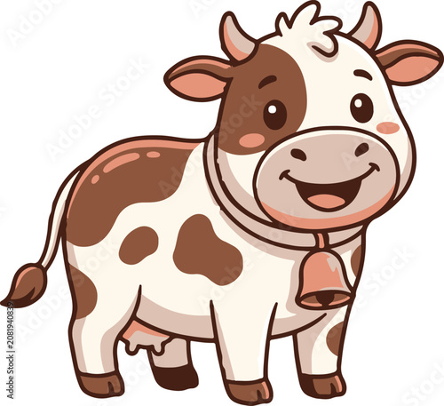 Cute Cow Cartoon Character Vector Illustration