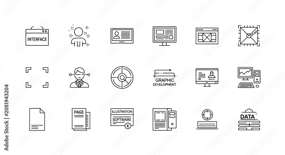 Fototapeta premium Collection of computer and data icons.
