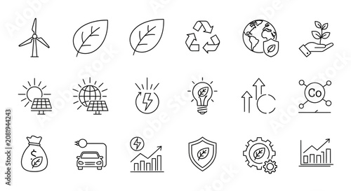 Eco friendly business sustainable icons.