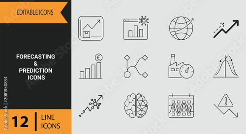 Fotografía Future Forecasting and Trend Prediction Analysis Outline Icon Set for Business S