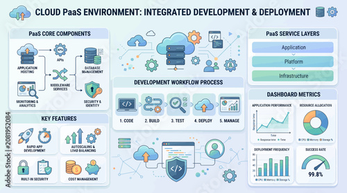 Cloud platform environment integrated development deployment diagram.