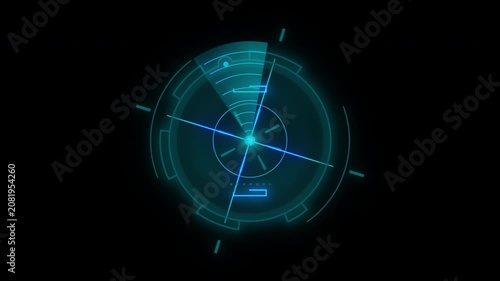 Futuristic Digital Radar Scanning Interface Display Animation.