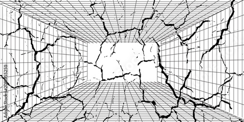 Billede på lærred Perspective grid background 3d Vector illustration