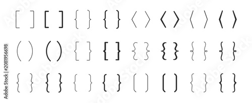 Tableau sur toile Bracket and brace icon set with outline editable stroke vector collection for co