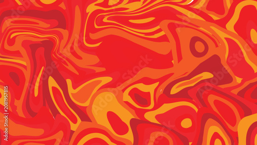 Psychedelic liquid marble background, abstract red and orange swirling fluid texture, vibrant trippy wave pattern vector illustration