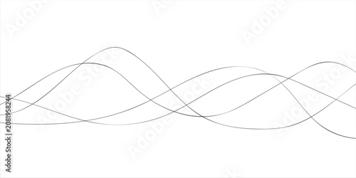 Digital graphical abstract background set. Curved thin wavy line background for artist. Flowing wavy stroke elements on white page. Thin line wavey background on isolated white background. EPS 10