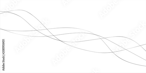 Digital graphical abstract background set. Curved thin wavy line background for artist. Flowing wavy stroke elements on white page. Thin line wavey background on isolated white background. EPS 10