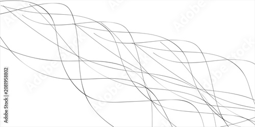 Digital graphical abstract background set. Curved thin wavy line background for artist. Flowing wavy stroke elements on white page. Thin line wavey background on isolated white background. EPS 10
