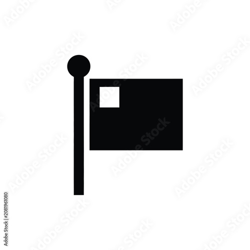 Tableau sur toile Black featuring a vertical pole and a rectangular flag with a small square cutou