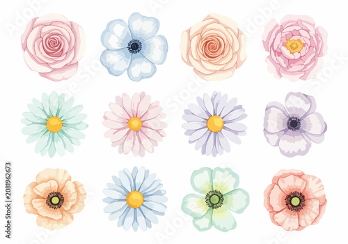 Hand painted watercolor wildflower seamless pattern for summer fabric collection