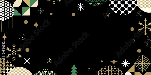 Foto Geometric and floral pattern on black background decorative vector illustration