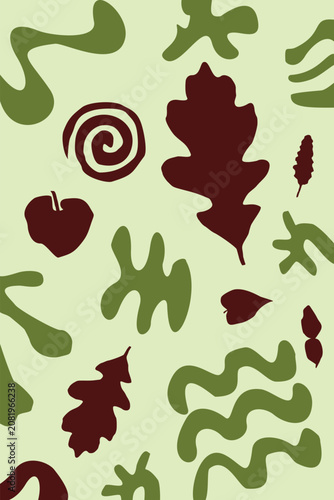 Abstract organic botanical fabric motif