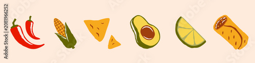 Mexican food icon. Mexican ingredients icon.