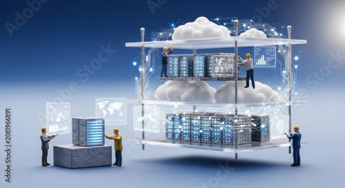 Miniature Engineers Organizing Data Servers in a Futuristic Cloud Computing Environment