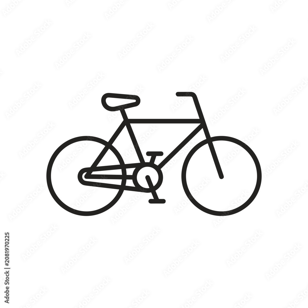 Fototapeta premium Bicycle outline graphic illustration on transparent background 