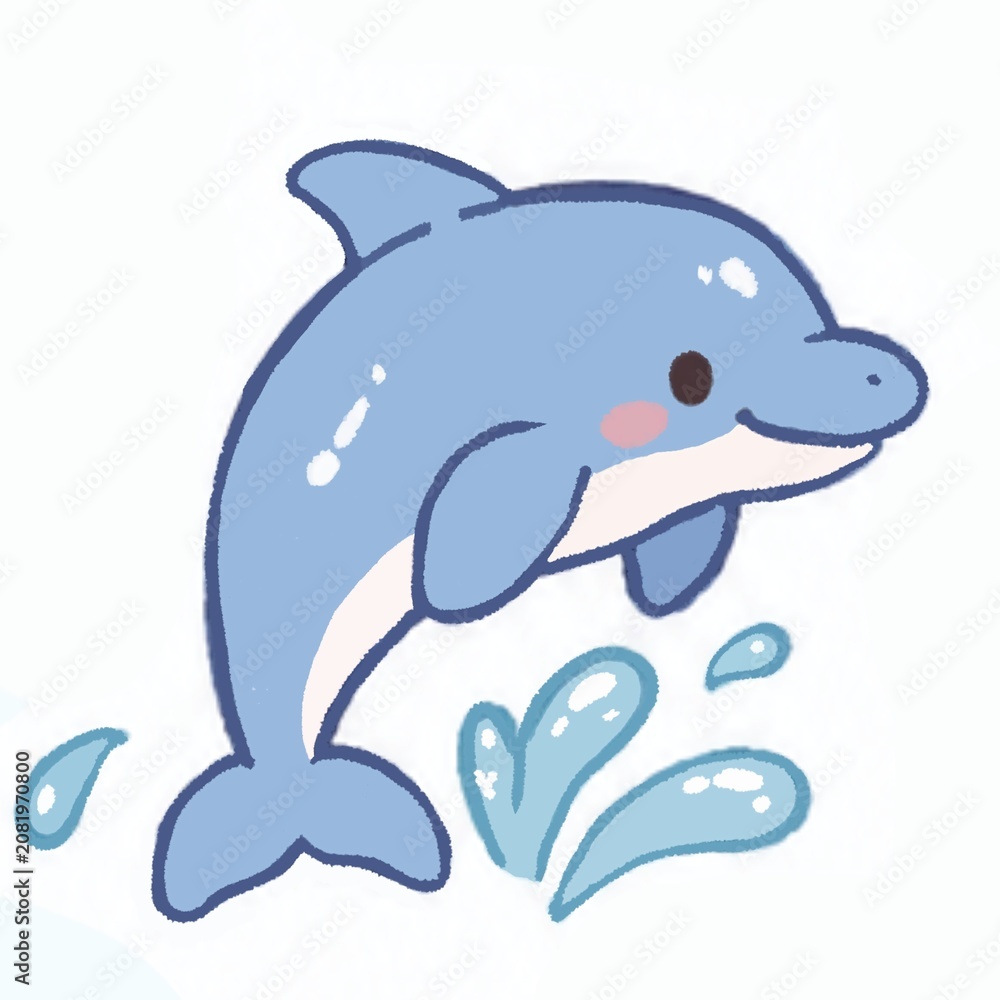 Naklejka premium Blue dolphin with some water splashes 