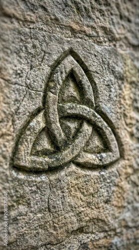 Celtic Triquetra knot carved in stone