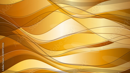 Valokuva Golden luxury waves abstract background with flowing silky smooth lines and elegant gradient depth for premium web design work