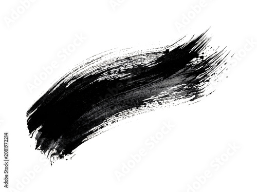 Black Brush Stroke Abstract Art Design Element on White Background