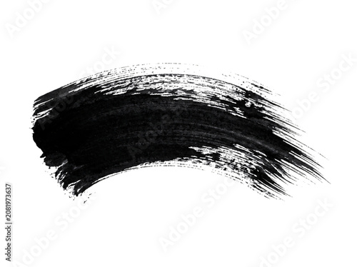 Dynamic abstract black paint brush stroke element, isolated on a clean white background, perfect for creative design projects and artistic expressions