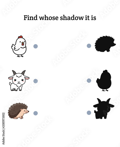 Cute illustrated animal characters with shadows, inviting viewers to guess their identity while promoting fun and engaging learning activities for children.  