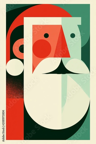 Abstract Geometric Santa Claus Portrait