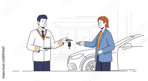 Two Businessmen Exchanging Car Keys