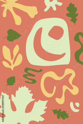 Abstract organic botanical fabric motif