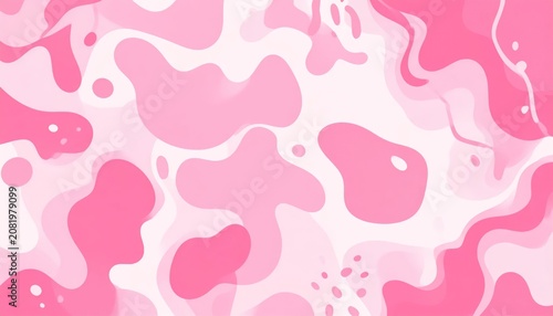 Pink and white abstract organic camouflage pattern.