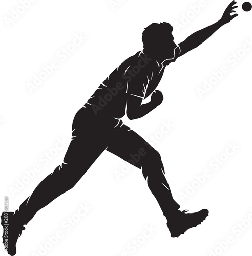 Black silhouette athletic man throwing ball, sports icon, vector illustration, fitness symbol