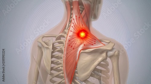 Tight shoulders affecting neck health and function in human anatomy