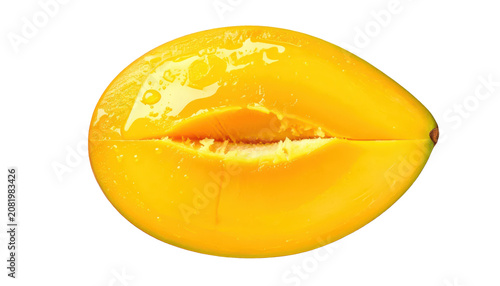 Juicy Half Mango with Water Droplets