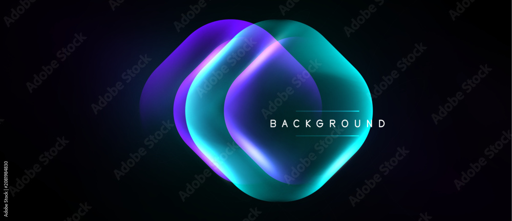 Naklejka premium Abstract flowing shapes, vibrant colors, dark background. Modern design element, gradient effect, text label present.