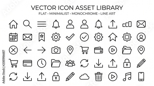 Canvastavla A comprehensive collection of minimalist black line art vector icons for modern