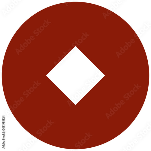 Chinese Coin Icon Flat Vector Illustration
