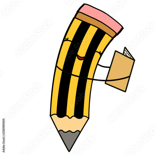 Pencil reading book illustration 