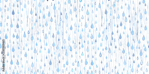 Tableau sur toile Blue raindrop pattern on a white background illustrated vector design