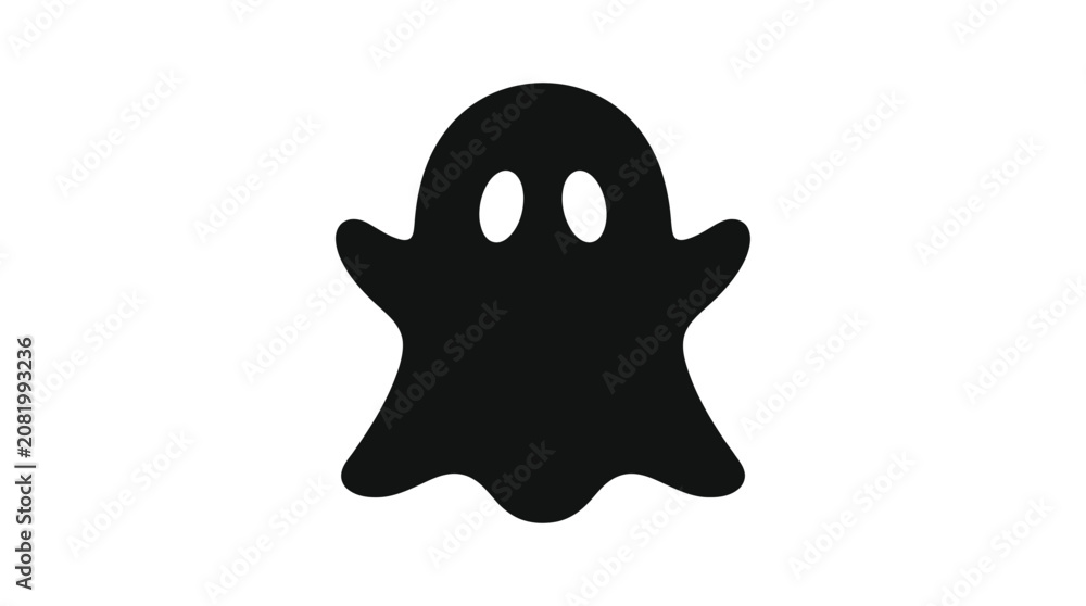 Naklejka premium Black ghost shape on a white background silhouette