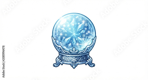 Magical Winter Crystal Snow Globe Isolated on White