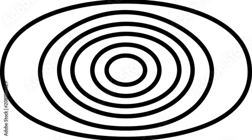 A simple minimalist black and white vector illustration of concentric circles forming an oval shape with clean thick line strokes