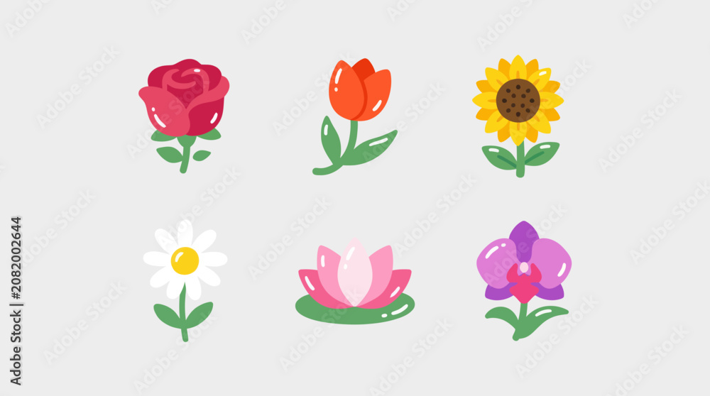 Naklejka premium Assortment of stylized floral icons
