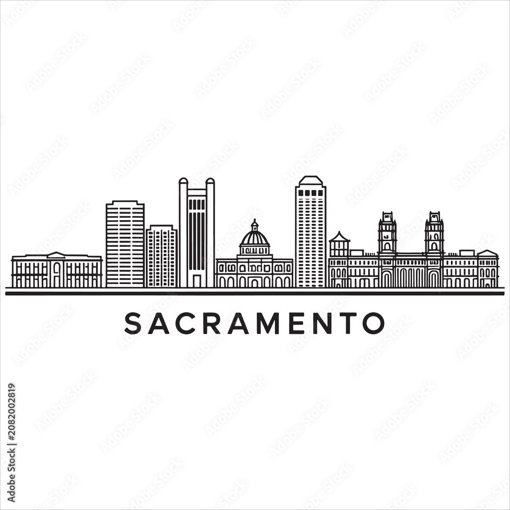 Obraz premium Elegant line drawing skyline of sacramento with city name below