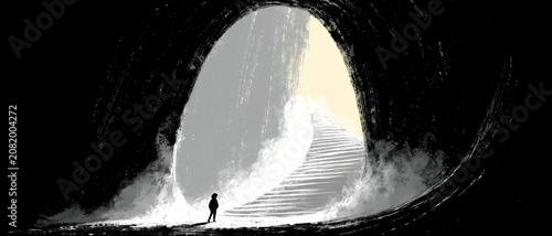 Endless cathedral carved from living darkness, impossible gothic architecture vanishing into infinite black void, colossal obsidian smoke pillars, towering arches dissolving into darkness