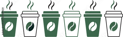 Photos Coffee cups aligned in a row signify the morning routine of consuming hot beverages at the