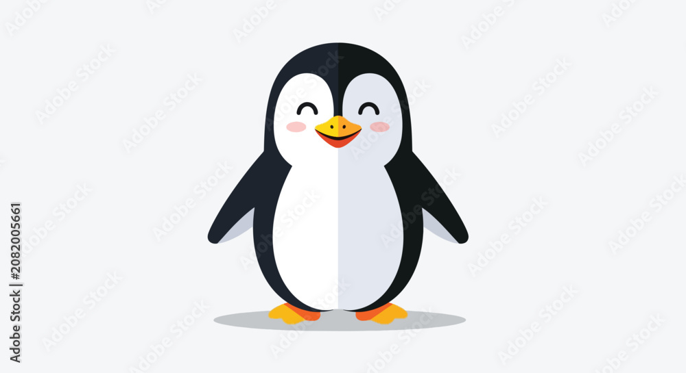Obraz premium Cute smiling cartoon penguin character illustration isolated on white background.