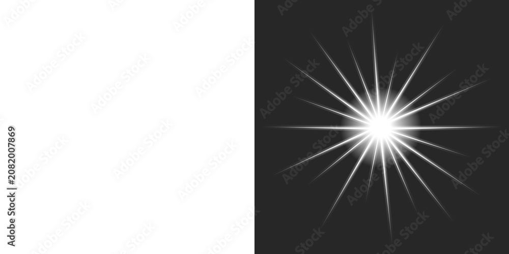 Fototapeta premium White Starburst Light Effect PNG, Transparent Background, Isolated Lens Flare Overlay for Photo Editing