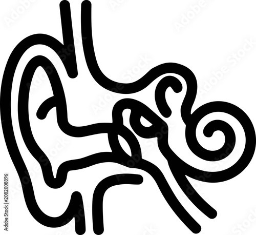 Принти на полотні Stylized human ear anatomy diagram, inner ear cochlea and semicircular canals, m