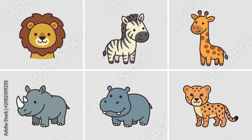 Photography Cartoon safari animals collection